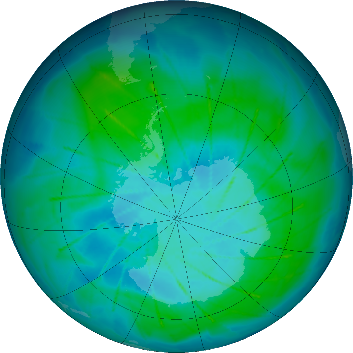 Antarctic ozone map for 28 January 2010